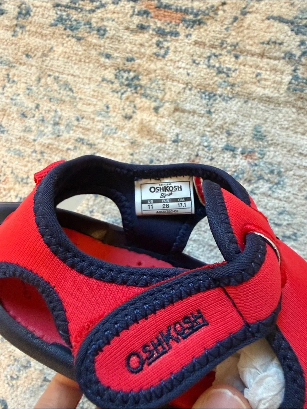 OshKosh B'gosh Red and Blue Kids Water Shoes with Velcro Strap